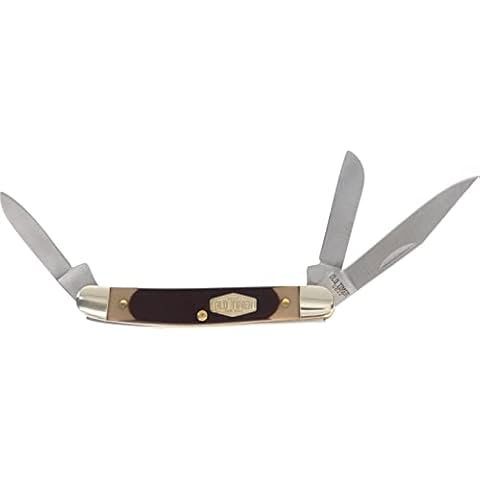 Old Timer 108OT Junior 4.7in Traditional Folding Pocket Knife with 3 High Carbon Stainless Steel Blades, Ergonomic Sawcut Handle, and Convenient Size for EDC, Hunting, Camping, and Outdoors Cover