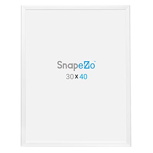 Snapezo Movie Poster Frame 30X40, White, 1.25 Inch Aluminum Profile, Front-Loading Snap Frame, Wall Mounting, Professional Series #TOP5