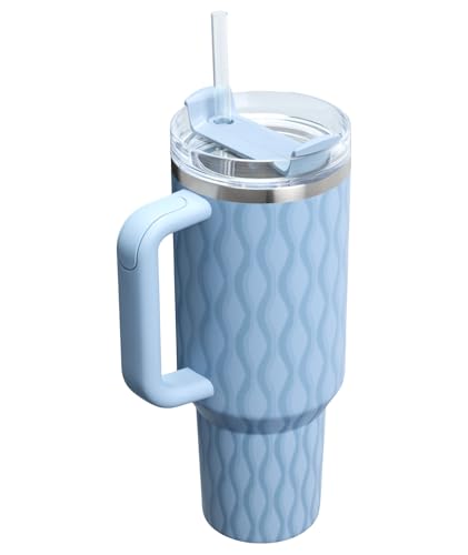 Image of STANLEY Quencher H2.0 Tumbler with Handle and Straw 40 oz | Flowstate 3-Position Lid | Cup Holder Compatible for Travel | Insulated Stainless Steel Cup | BPA-Free | Slate Blue Drift