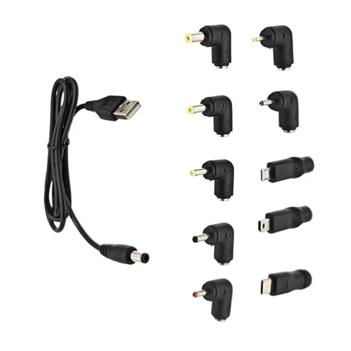 La confezione include: 1 cavo da CC a USB + 10 tipi di spine di conversione CC (tipo C, Micro USB, Mini USB, 5.5×2.5 mm, 4.8×1.7 mm, 4.0 x 1.7 mm, 4.0×1.35 mm, 3.5×1.35 mm, 3.0 x 1.0 mm, 2.5×0.7 mm).