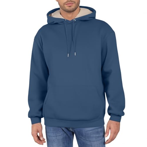 Gym Clothes For Men Sherpa Solid Sweatshirts Hoodies Fall Winter Pullover Basic Tops Oversized Big And Tall Hoodie
