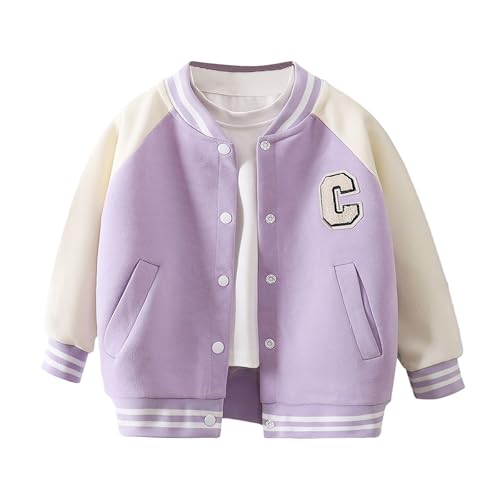Varsity Jacket Kids Boys Girls Baseball Bomber Jackets Button Down Casual Long Sleeve Color Block Coats Fall Fashion