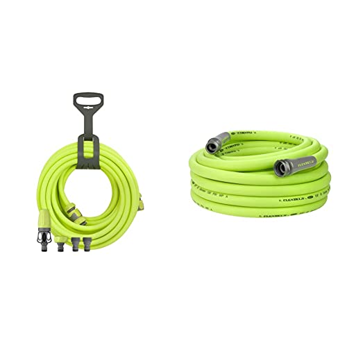 Flexzilla Garden Hose Kit with Quick Connect Attachments, 1/2 in. x 50 ft., Heavy Duty, Lightweight, ZillaGreen + Flexzilla Garden Hose 5/8 in. x 50 ft, Heavy Duty, Lightweight, Drinking Water Safe, ZillaGreen