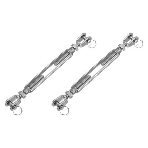 sourcing map 2Pcs M10(3/8) Jaw and Jaw Turnbuckles Wire Rope Tension, 304 Stainless Steel Turnbuckle Adjustable Cable Tensioner for Shade Sail, Clothesline, 3200 lbs Working Load Limit