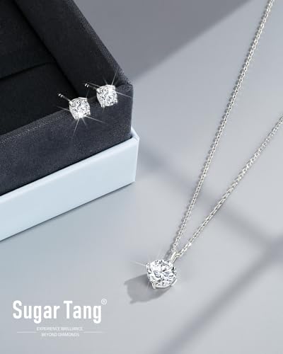 Sugartang ST-5508-016-03 Moissanite Necklace And Earring Sets For Women | White Gold Plated/S925 Sterling Silver Diamond Jewelry Sets thumb #5