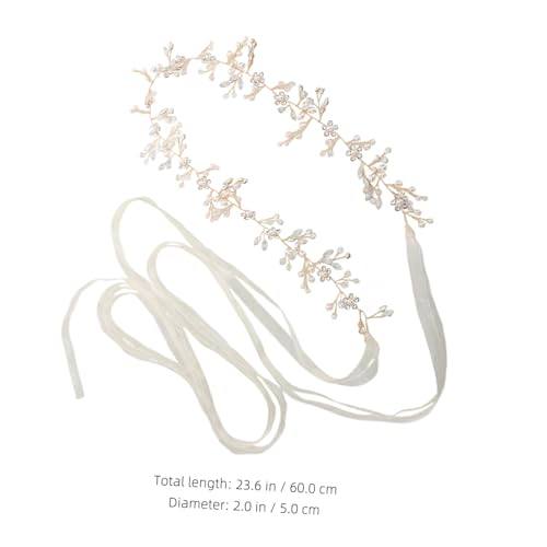 FRCOLOR 1Pc Handmade Pearl Bridal Sash Chain Belt with Flower Accents Elegant Wedding Waist Belt for Brides and Gorgeous Rhinestone Decoration for Special Occasions3