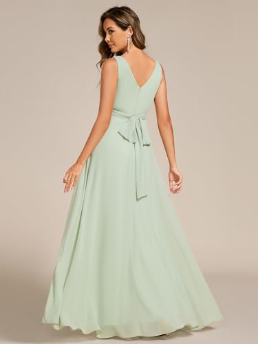 Image of Ever-Pretty Women's Elegant V Neck Pleated Sleeveless Chiffon Floor Length Bridesmaid Dresses 02355