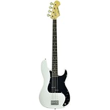 CNZ PB Electric Bass Guitar - White, Amber Maple Neck, Rosewood Fingerboard