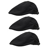 CALLARON 3pcs Chef Beret Hat Breathable Canvas Material Newsboy Cap Cabbie Flat Hat Unisex Design for Men Women Fashion