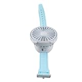 Ycauty Orologio portatile con ventola, alimentato a batteria, cinturino regolabile per divertimento all'aperto, design in morbido silicone, blu