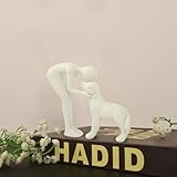 Kityemo Beige Keramik-Skulptur Mann und Hund – Hundestatue als Gedenkgeschenk für Haustiere,Dekoration für Büro, Wohnzimmer, Schlafzimmer, Zuhause, Tierfigur zur Erinnerung