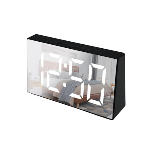 Relógio LED Digital de Mesa Com Espelho – Visor 12/24 Horas e Temperatura - Relógio Eletrônico de Me