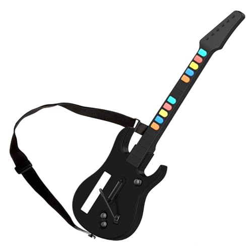 DOYO Wireless Wii Guitar Hero Controller for Nintendo Wii, Guitar Hero Guitar Wii Compatible with Guitar Hero and Rock Band 2 Games with Adjustable Strap, Black