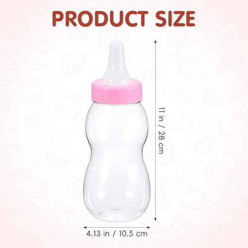 Image of Housoutil 11 Inch Baby Bottle Piggy Bank, Clear Large Plastic Baby Bottle Bank, Cute Transparent Coin Savings Box, Birthday Party Candy Jar Container for Boys Girls (Pink)