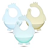 Lictin Lätzchen Silikon 3 Stück Baby Lätzchen mit Auffangschale, weniger Belastung des Nackens, BPA-Frei Wasserdicht Weiche Lätzchen, Ultraleichte Silikon Lätzchen Baby für 3-36 Monate Babys