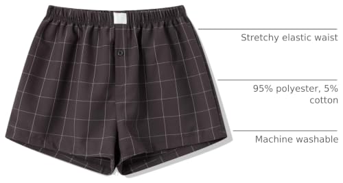 Image of Womens Boxer Shorts Gingham Y2k Pajama Cute Plaid Striped Print Lounge Sleep Shorts