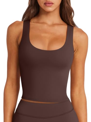 Image of LASLULU Womens Sport Bras Long Line Workout Yoga Gym Athletic Tops Clothes Shirts Camisole Padded Crop Tank Tops
