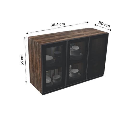 Image of SPECIALITY PANELS Multipurpose Cabinet with Modern Elegance Tinted Glass Wall Cabinet, Space Organizer for Office /Kitchen in (Cochwood Brown, 3 Glass Shutter)
