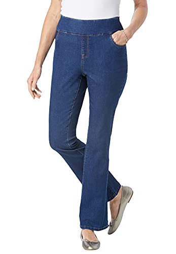 Woman Within Plus Size Petite Womens Plus-Size Flex-Fit Pull-On Bootcut Gap-Free Stretch Denim Jeans