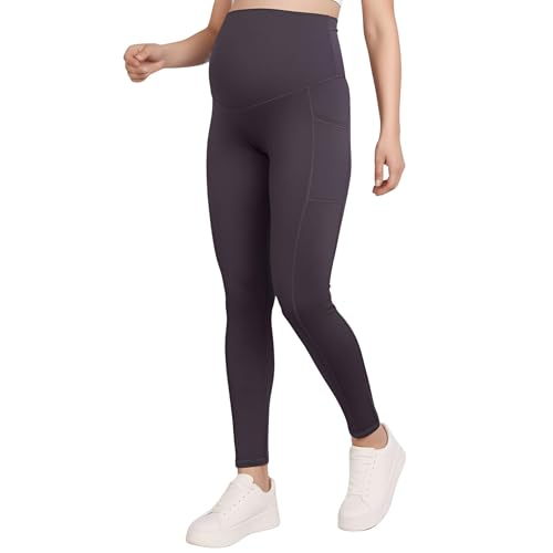 Image of Motherhood Maternity Women's Over the Belly Workout Activewear Pregnancy Leggings with Pockets