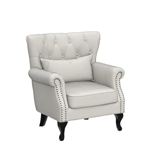 Kmaxfabricclubchairtuftedthronechairmidcenturyaccentwingbackchairpaddedseatingwoodlegshomeclubbedroomlivingroombeige Urban Country Home Decor Kmax fabric club chair tufted throne chair mid century accent wingback chair padded seating wood legs home club bedroom living room beige urban country home decor