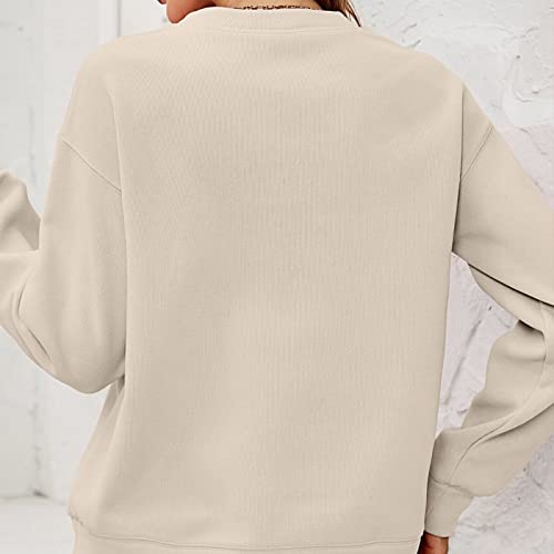 Women's Pullover Christmas Fleece Lined Sweater Women Cute Drop Shoulder Tops Plush Letter Print Sweatshirt Fall Tunic #TOP2