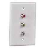 RCA Wall Plate, HTTX White 3-Port RCA Wall Plate with Removable F/F RCA Keystone Jack Inserts for Composite Audio/Video