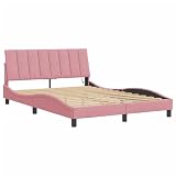 vidaXL Estructura de Cama con LED sin Colchón Hanko, Terciopelo Rosa 120x200 cm