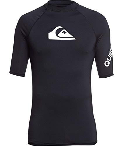 Quiksilver Men's All TIME SS Short Sleeve Rashguard SURF Shirt, Black, M