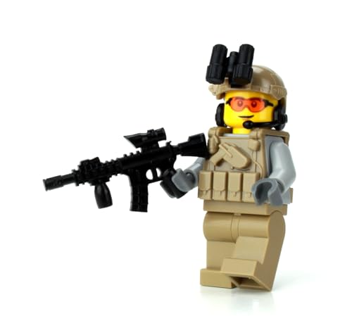 Battle Brick 1.6 Inches Tall Tan Army Soldier Custom Minifigure | Accessories Made in the USA | Genuine Military Minifig | Great Gift for Ages 10+ to Adult AFOL