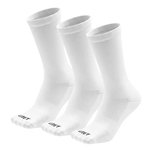 LITET cycling socks 3 packs (US Alpha Small Medium Regular Regular White 3)