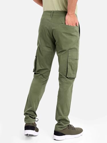 Image of Beyoung Cotton Lycra 6 Pocket Regular Fit Cargo Pants for Men | Cargo Trousers for Men