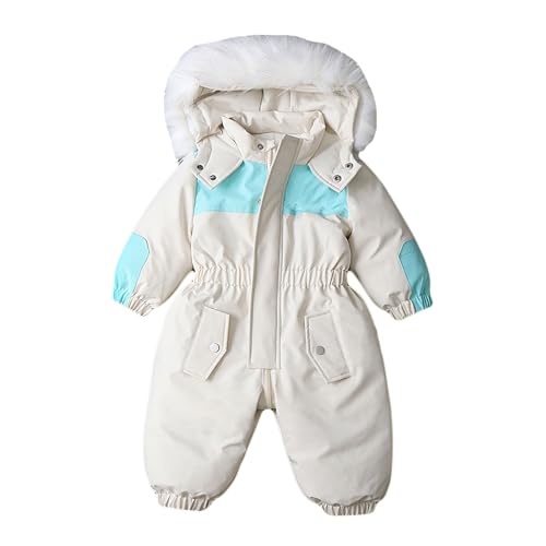 Legou Children's Ski Suit Kids Winter Warm Onesie Ski Suit White Two-way zipper 110CM