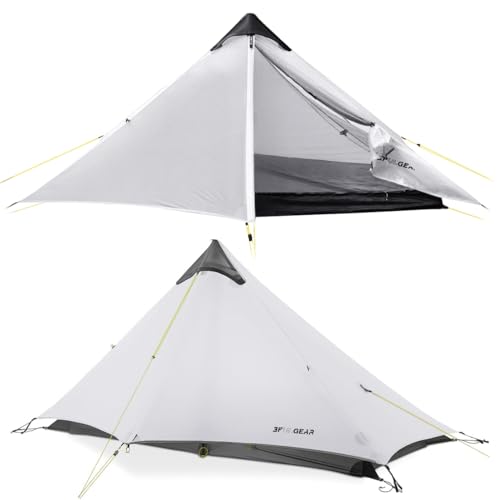 3F UL Gear Lanshan Ultralight Tent 4-Season Backpacking Tent for 1-Person Camping, Outdoor Lightweight Waterproof Professional Tent (1 Person-Gray, 4 Season)