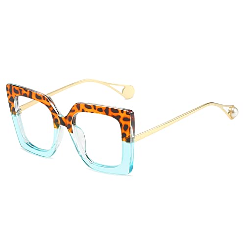 LJCZKA Gafas Cuadradas Mujer Sin Graduar, Gafas de Lectura Cuadradas Mujer Gafas Luz Azul Gato Filtro Azul de Descanso Ordenador
