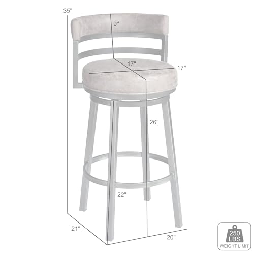 Butaco Giratorio Armen Living Titana 26" de Altura de Mostrador en Metal con Asiento Negro de Cuero Sintético y Acabado Mineral miniatura 3