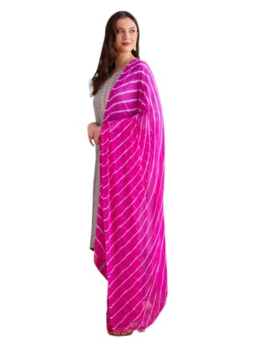 Image of DUPATTA BAZAAR Women's Leharia Dupatta with Pom Pom Lace