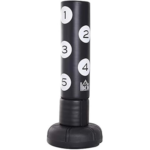 HOMCOM Boxsack Stehend 176cm Erwachsene Freistehender Heavy Duty Standboxsack mit Ständer und Vinyl Pad Boxpartner Boxing Trainer Geeignet für Profis und Anfänger Schwarz Cover