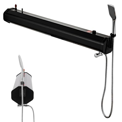 CIELOBLOEN Ducha Solar Camping & Tanque de Agua Presurizado 8Gal/30L, Depósito para Portaequipajes de Techo con Bomba de Aire y Alcachofa, Ideal para 4x4, Furgonetas y Vehículos Off-Road