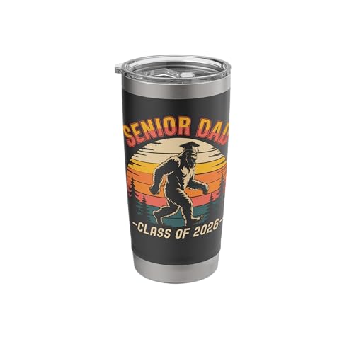 Senior Dad Class Of 2026 Bigfoot Vintage Funny Graduation Stainless Steel Insulated Tumbler