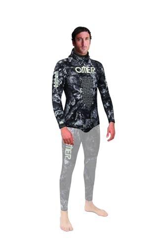 Chaqueta de traje de neopreno O.ME.R. Omer 5mm Blackstone para buceo, talla 2X Grande, camuflaje gris miniatura 2