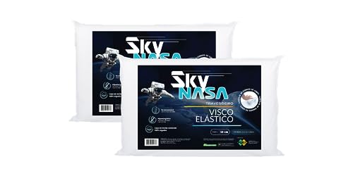Nap Kit 2 peças Travesseiro Nasa Sky Viscoelástico Altura 10cm Visco D40 Premium Capa 100% algodão para fronhas 50x70cm - Branco