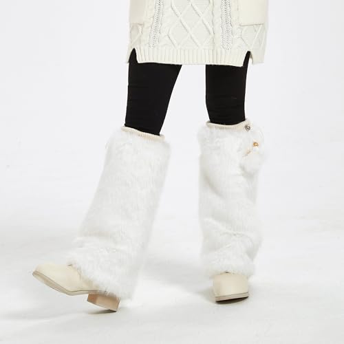 Image of Fur Leg Warmers Furry Faux Fur Winter Leggings Boot Cuffs Toppers for Women