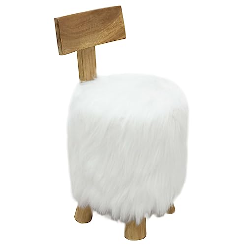 Tabouret en peau de chèvre moderne pour salon chaleureux en teck