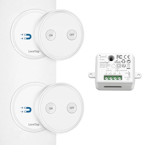 Interruttore intelligente RF wireless – Senza cablaggio né installazione, compatibile con vari tipi di lampade. Supporta telecomando a lunga distanza, stabile e senza interferenze, facile da riporre e efficiente dal punto di vista energetico.