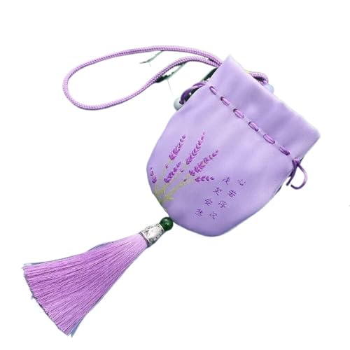Bolsa de regalo de seda china para joyas, Bolsita de joyería brocado seda con cordón, paquete 4 unidades, multicolor, 8 cm x 10(Purple)