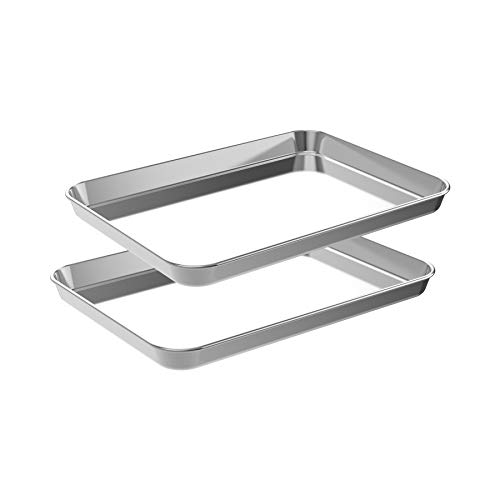 CEKEE Quarter Baking Sheet Set2 Pans Stainless Steel Professional Kitchen Cooking Non-Stick Bake Pan for Cookie Muffin Cake Pizza Toaster Food Oven Trays（12 Inch）