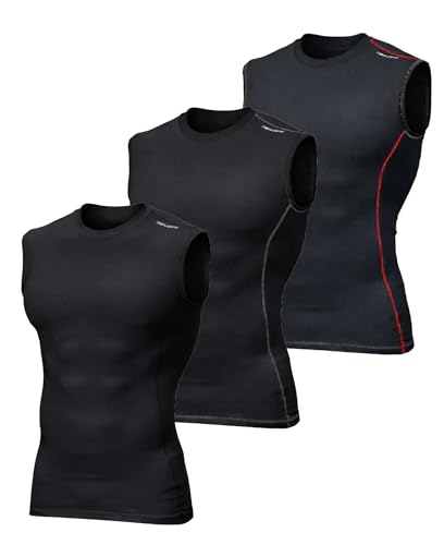 Image of DEVOPS 3 Pack Men's Athletic Compression Shirts Sleeveless