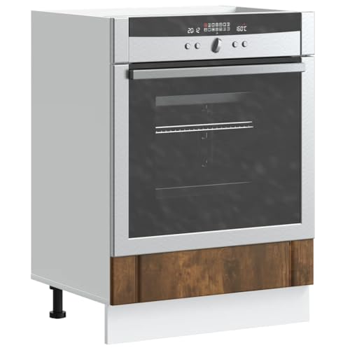 Brokky 853762 Oven Cabinet Lucca Smoked Oak Engineered Wood Kitchen Base Oven Cabinet,Base Kitchen Unit