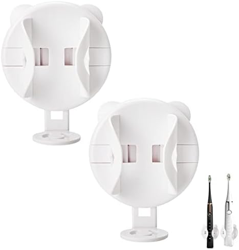 LXQ Electric Toothbrush Holder 2Pack Self-adhesive Toothbrush Stand Wall Mounted Toothbrush Holder for Bathroom Adjustable Auto-Lock Toothbrush Organizer for All Electric Toothbrushes, White